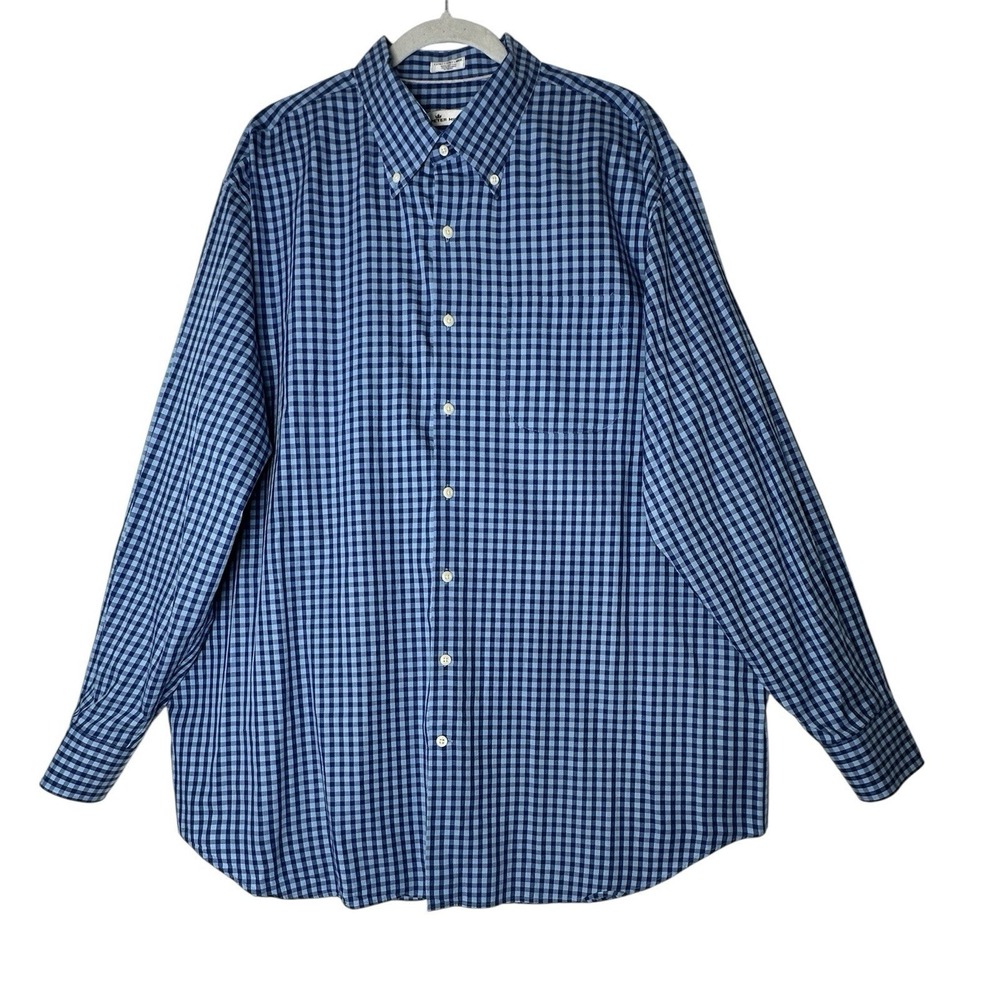 New Peter Millar Plaid Button Up 100% Cotton Dress Shirt XXL Career Formal